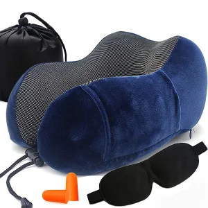 U-vormige Reiskussen voor de Nek - Blauw