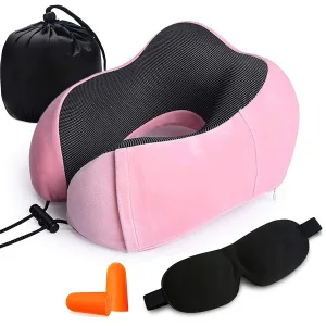 U-vormige Reiskussen voor de Nek - Roze