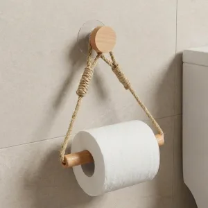 Wandmontage zelfklevende houten toiletpapierhouder