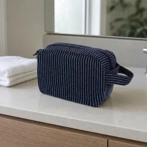 Grote gestreepte toilettas voor toiletartikelen