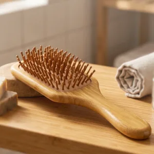 Haarborstel met houten bamboe borstelharen