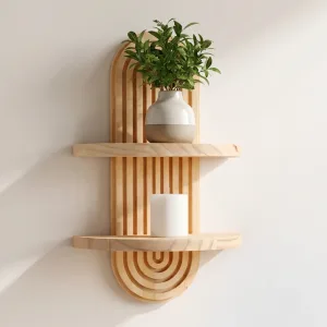 Houten wandplank plantenhouder woondecoratie