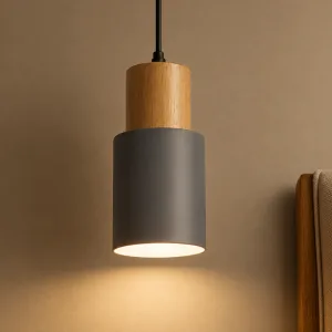Minimalistische houten hanglamp met enkele LED-lamp voor aan het plafond
