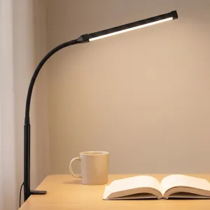 Leeslamp met zwanenhals voor bureau, dimbare LED-klemlamp met klem