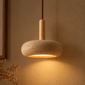 Japanse stijl stenen enkele kroonluchter lange houten LED-hanglampen voor plafond