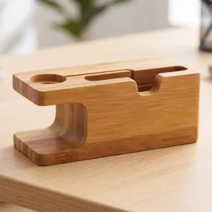 wooden charging station, wood charging station for multiple devices, wooden phone charging station, phone wooden docking station