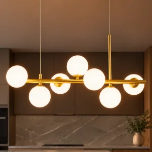 Moderne led-hanglamp met bolvormige lampen voor de keuken
